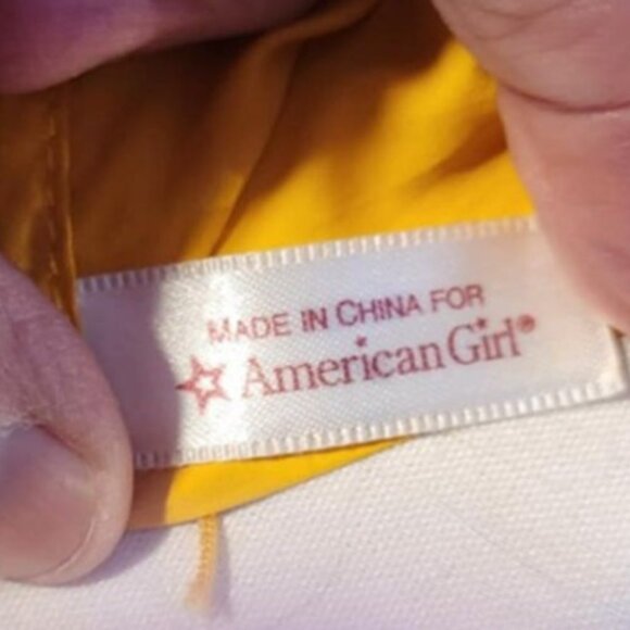 Yellow Triangle Fringe Bandana Scarf With Floral Embroidery - American Girl Doll - Picture 2 of 2